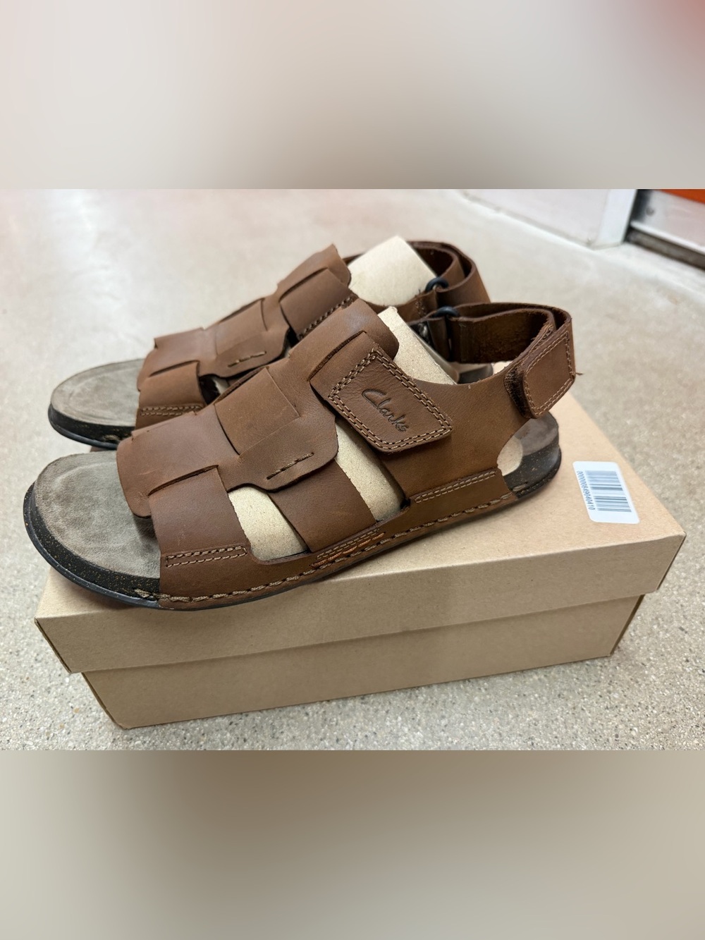 NWB Clarks Men’s Brown Leather Fisherman-Style Sandals